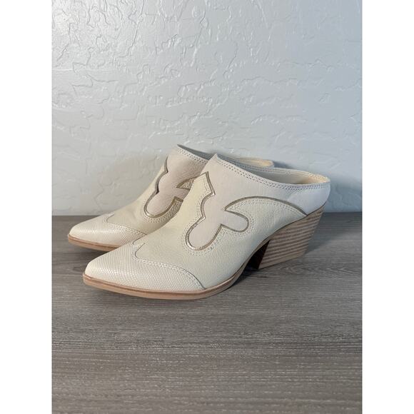 Dolce Vita Cream Pointed Toe Slip On Booties Leather Western Mules | Size 9 - Picture 1 of 7